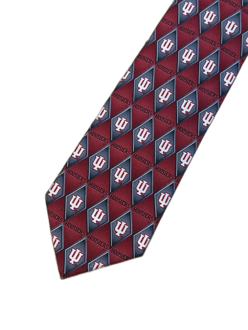 Indiana Hoosiers IU 100% Silk Tie Neckwear NCAA Crimson Red White Gray